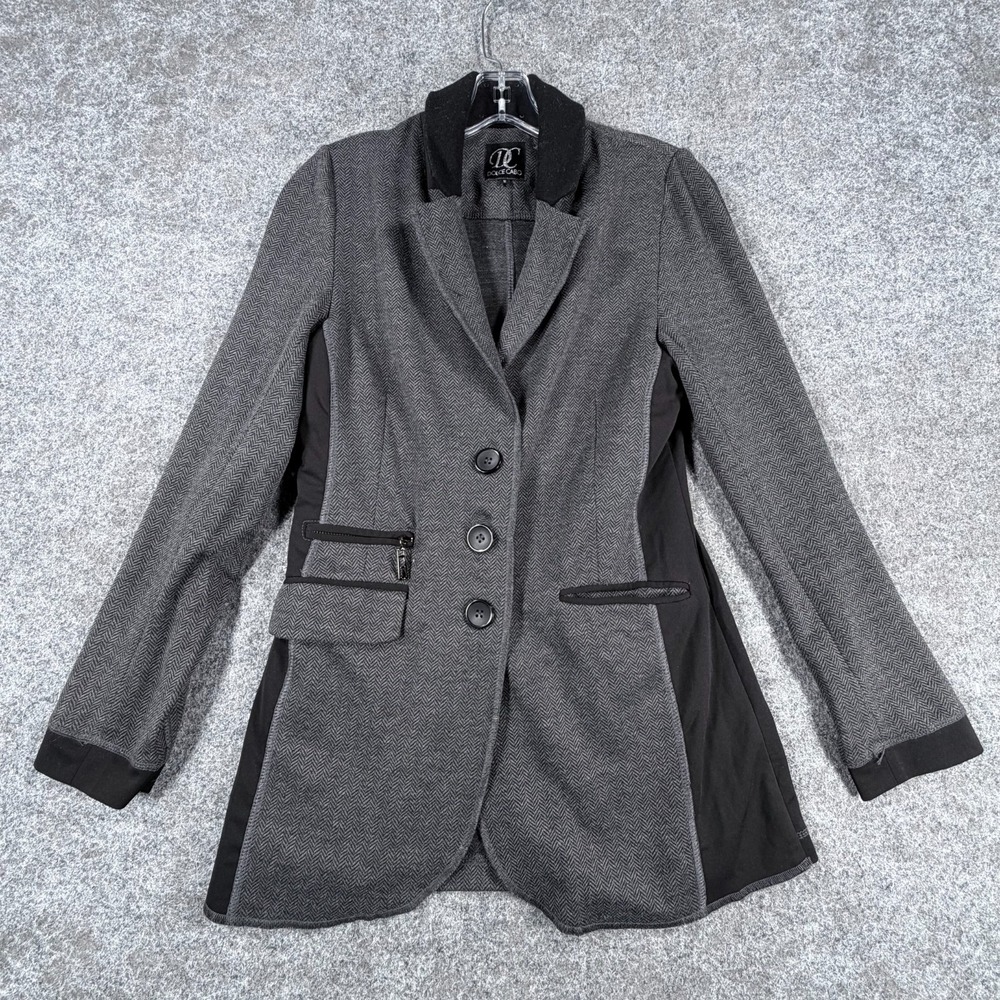 Dolce Cabo Blazer Jacket Womens Small Gray Herringbone Stretch Business‎ Formal